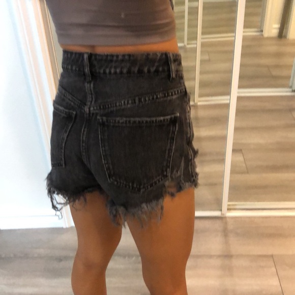 Dark wash distressed denim shorts - Picture 2 of 4